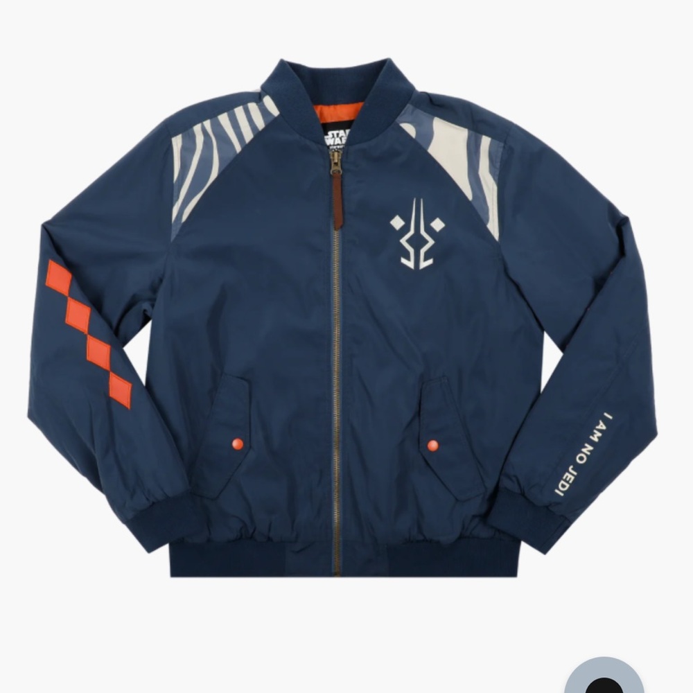 Ashoka bomber jacket from hero and villains. Used one for starwars nite.